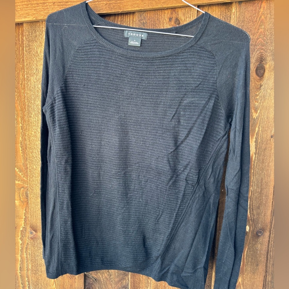 Trouve Black Long Sleeve Sweater Top